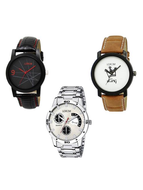set of 3 analog watch combo -(lk-08-18-101) - 15685164 - Very Small Image - 1