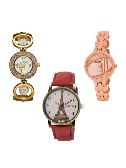 set of 3 analog watch combo -(lk204-222-230) - 15685239 - Very Small Image - 1
