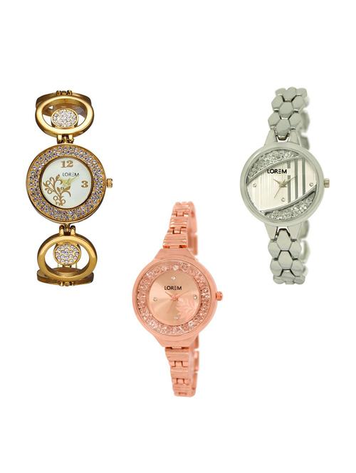 set of 3 analog watch combo -(lk204-223-225) - 15685267 - Very Small Image - 1