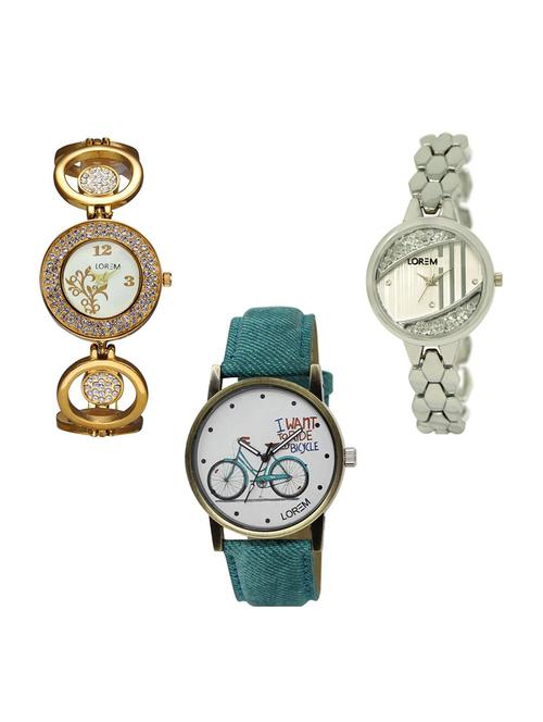 set of 3 analog watch combo -(lk204-223-229) - 15685277 - Very Small Image - 1