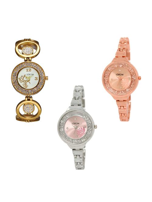 set of 3 analog watch combo -(lk204-225-226) - 15685338 - Very Small Image - 1