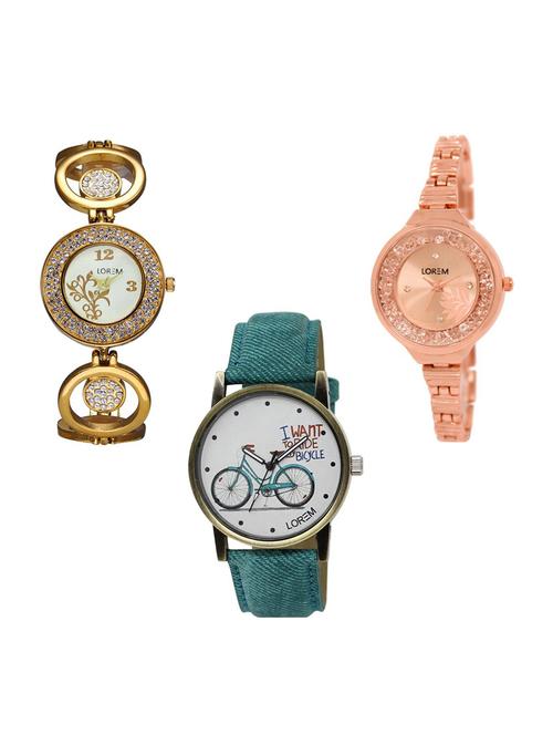 set of 3 analog watch combo -(lk204-225-229) - 15685344 - Very Small Image - 1