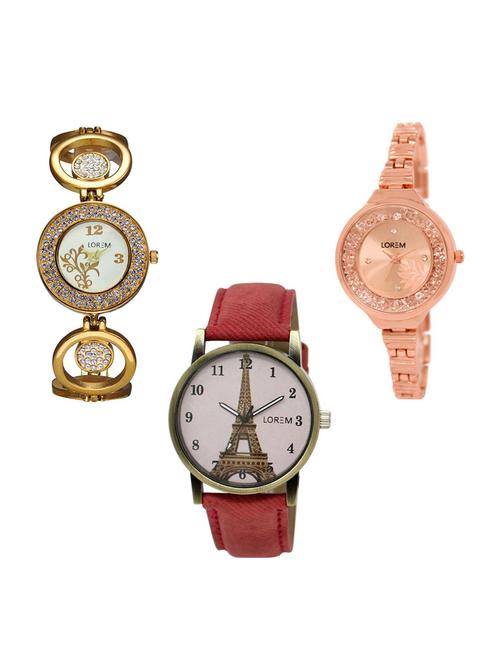 set of 3 analog watch combo -(lk204-225-230) - 15685347 - Very Small Image - 1