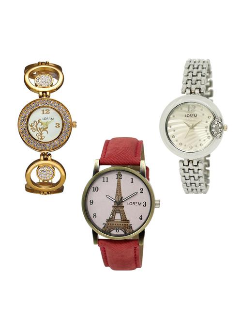 set of 3 analog watch combo -(lk204-227-230) - 15685408 - Very Small Image - 1