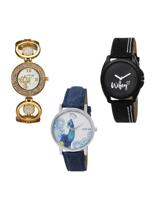 set of 3 analog watch combo -(lk204-234-241) - 15685553 - Very Small Image - 1