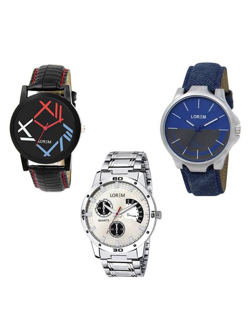 set of 3 analog watch combo -(lk-12-24-101) - 15685938 - Very Small Image - 1