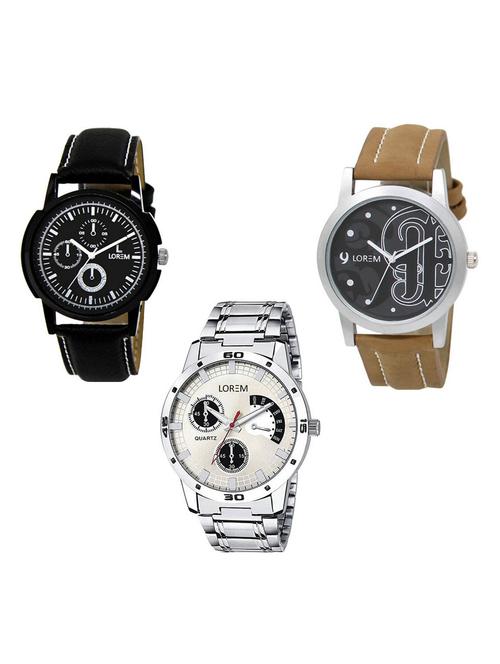 set of 3 analog watch combo -(lk-13-14-101) - 15686007 - Very Small Image - 1