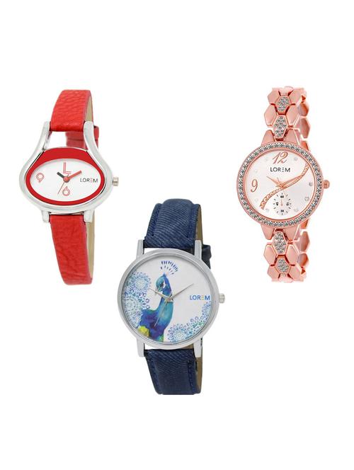 set of 3 analog watch combo -(lk206-215-241) - 15686315 - Very Small Image - 1