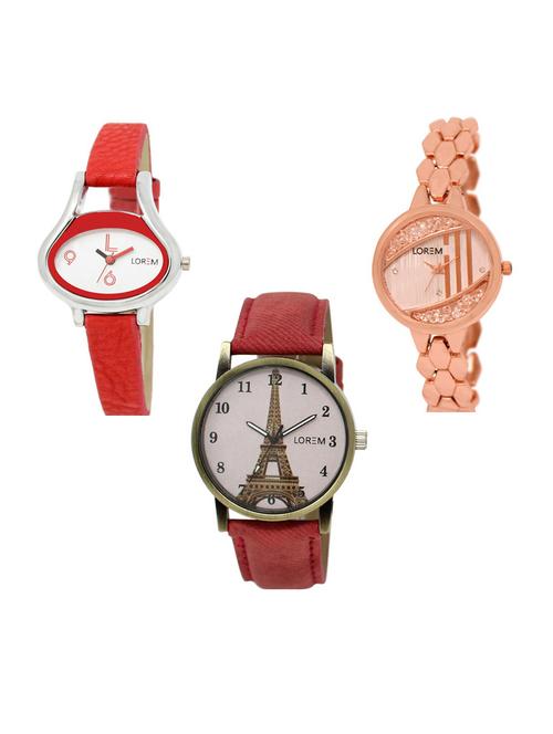 set of 3 analog watch combo -(lk206-222-230) - 15686385 - Very Small Image - 1