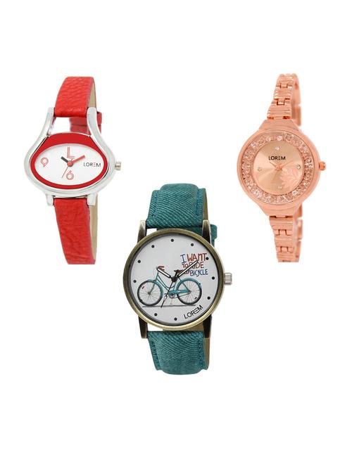 set of 3 analog watch combo -(lk206-225-229) - 15686417 - Very Small Image - 1