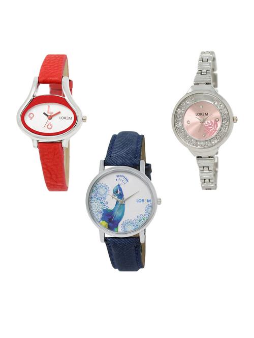 set of 3 analog watch combo -(lk206-226-241) - 15686437 - Very Small Image - 1