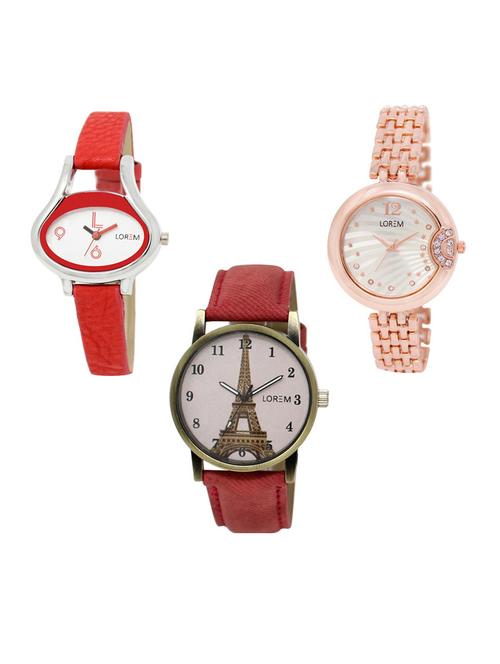set of 3 analog watch combo -(lk206-228-230) - 15686453 - Very Small Image - 1