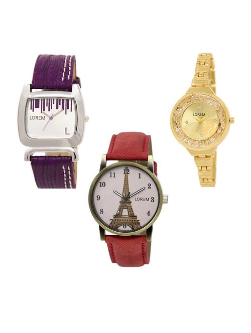 set of 3 analog watch combo -(lk207-224-230) - 15686800 - Very Small Image - 1
