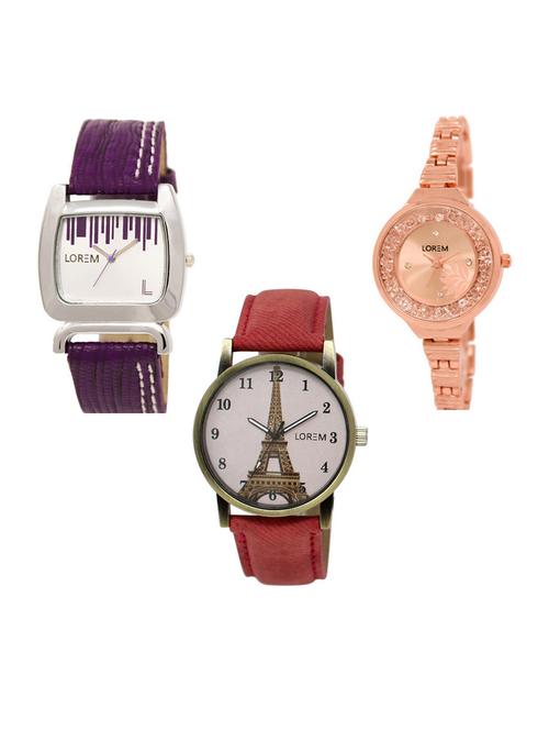 set of 3 analog watch combo -(lk207-225-230) - 15686811 - Very Small Image - 1