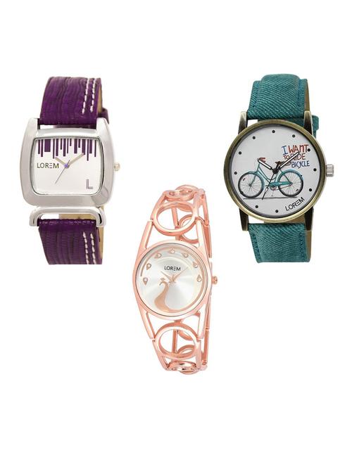 set of 3 analog watch combo -(lk207-229-232) - 15686853 - Very Small Image - 1