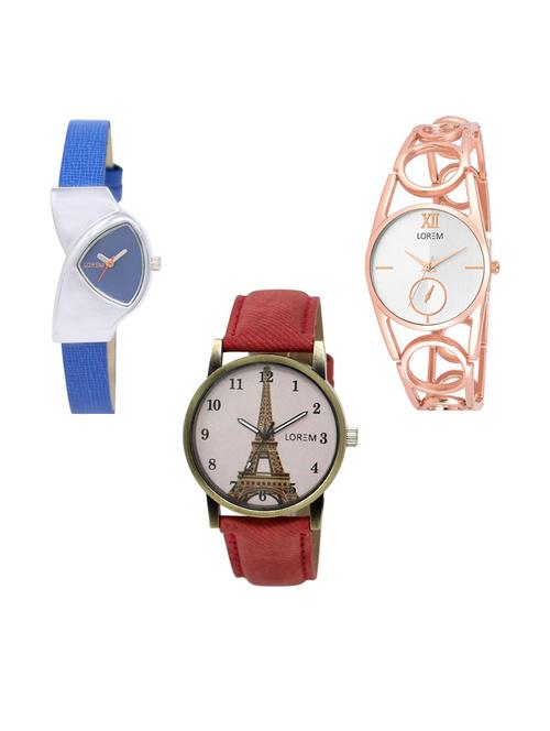 set of 3 analog watch combo -(lk208-213-230) - 15687017 - Very Small Image - 1