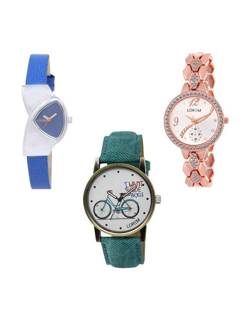 set of 3 analog watch combo -(lk208-215-229) - 15687026 - Very Small Image - 1