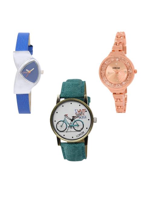 set of 3 analog watch combo -(lk208-225-229) - 15687136 - Very Small Image - 1