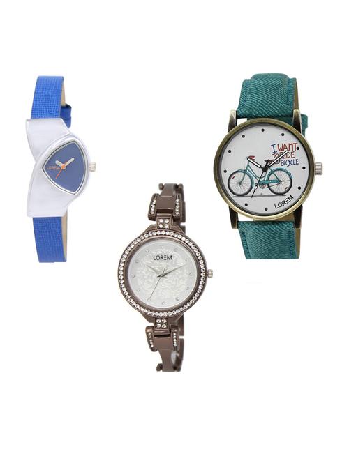 set of 3 analog watch combo -(lk208-229-236) - 15687184 - Very Small Image - 1