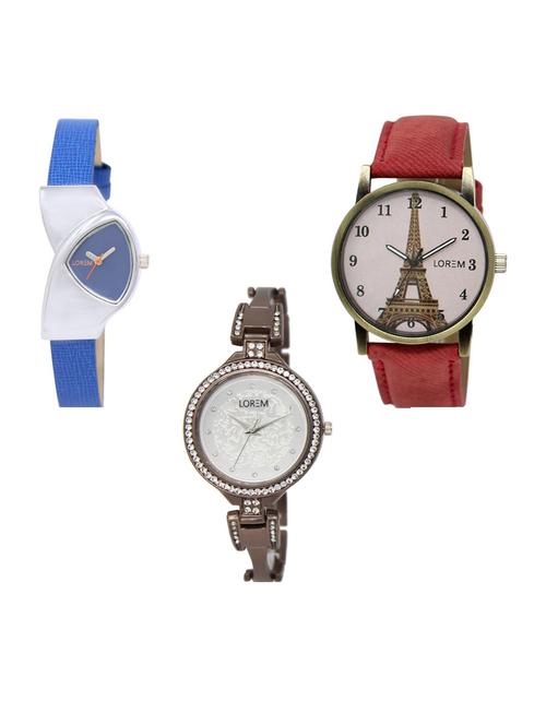 set of 3 analog watch combo -(lk208-230-236) - 15687200 - Very Small Image - 1