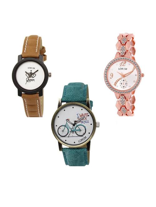 set of 3 analog watch combo -(lk209-215-229) - 15687302 - Very Small Image - 1