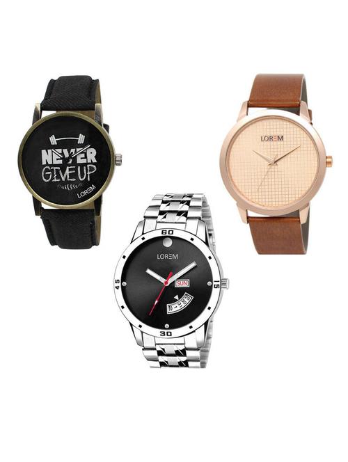 set of 3 analog watch combo -(lk-27-34-104) - 15687704 - Very Small Image - 1