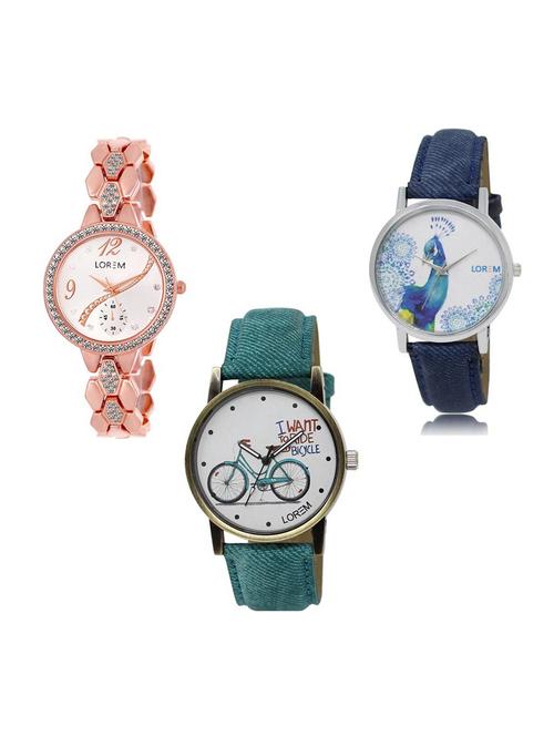 set of 3 analog watch combo -(lk215-229-241) - 15689340 - Very Small Image - 1