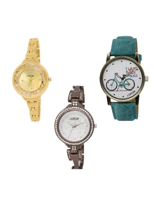 set of 3 analog watch combo -(lk224-229-236) - 15690885 - Very Small Image - 1