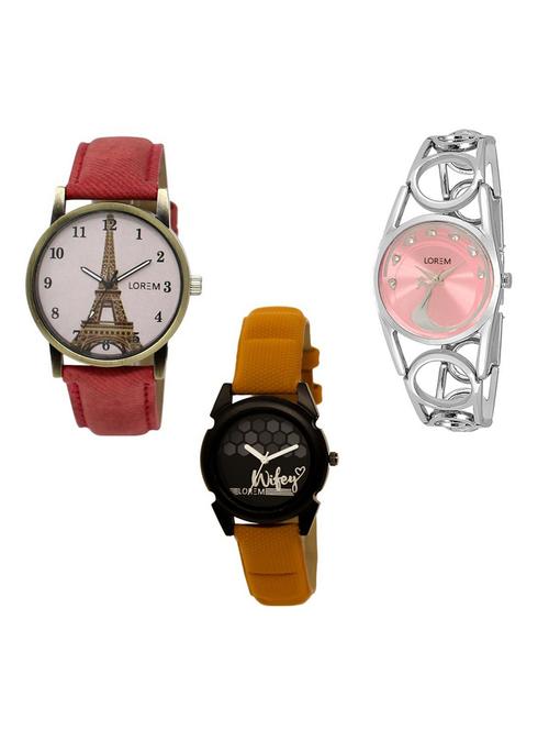 set of 3 analog watch combo - 15691277 - Very Small Image - 1