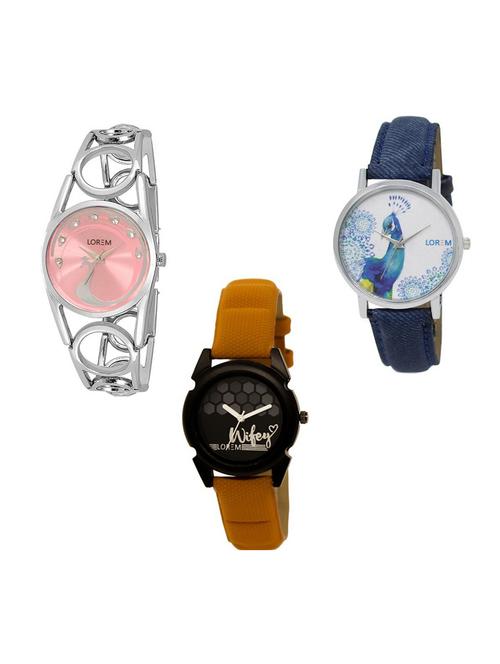 set of 3 analog watch combo - 15691340 - Very Small Image - 1