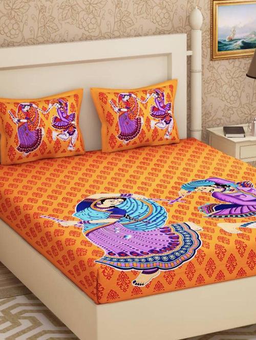 cotton double bedsheet with 2 pillow covers - 15691400 - Very Small Image - 1