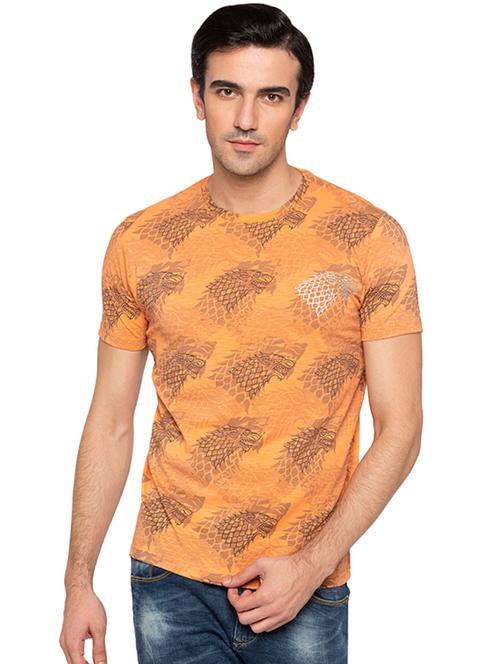 orange cotton all over print t-shirt - 15691562 - Very Small Image - 1