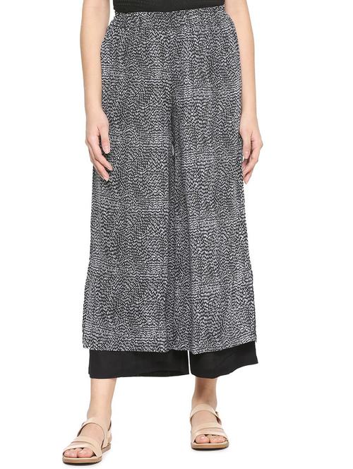 elasticated waist layered palazzo - 15691801 - Very Small Image - 1