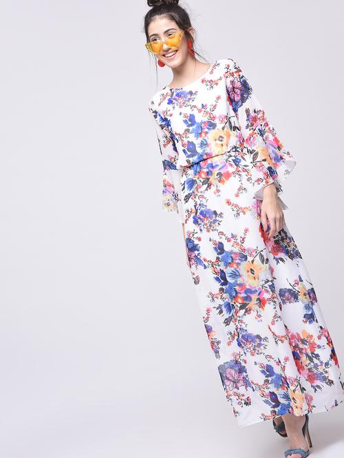 bell sleeved floral maxi dress - 15691988 - Very Small Image - 1