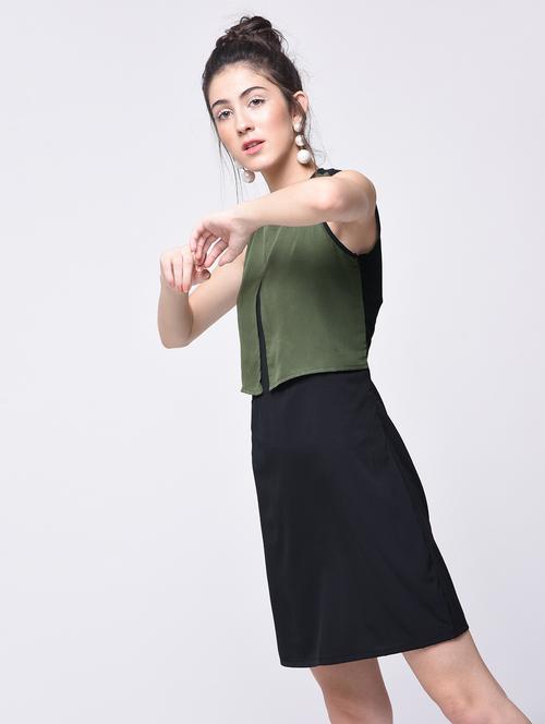 contrast overlay layered dress - 15692017 - Very Small Image - 1