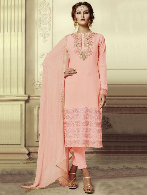 embroidered semi-stitched pant suit - 15692198 - Very Small Image - 1