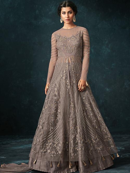 tonal embroidered kalidaar skirt suit set - 15692209 - Very Small Image - 1