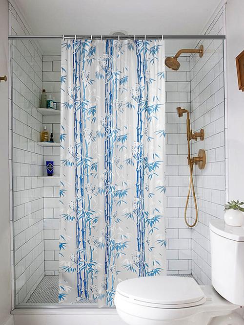 aradent premium pvc shower curtain with 8 hooks( qty: set of 2 pieces, size : 4.5x7 feet, color : green ) - 15692258 - Very Small Image - 1