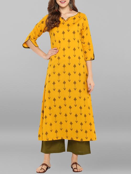 ikat print a-line kurta with palazzo set - 15692314 - Very Small Image - 1
