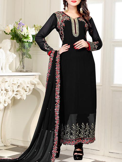 embroidered unstitched churidaar suit - 15692447 - Very Small Image - 1