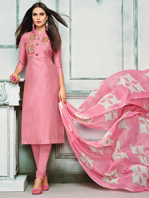embroidered unstitched churidaar suit - 15692573 - Very Small Image - 1