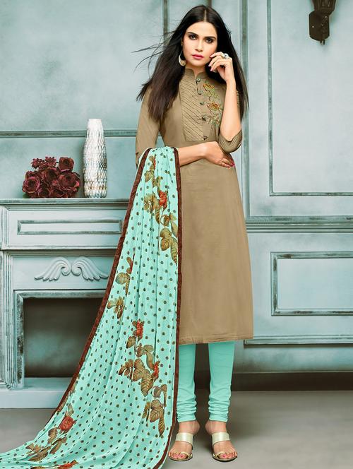 embroidered unstitched churidaar suit - 15692574 - Very Small Image - 1