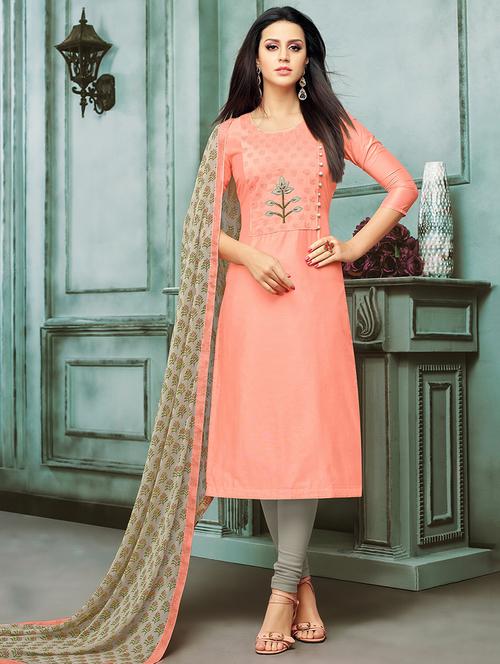 embroidered unstitched churidaar suit - 15692581 - Very Small Image - 1