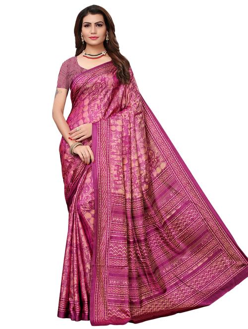 conversational magenta printed saree with blouse - 15692622 - Very Small Image - 1