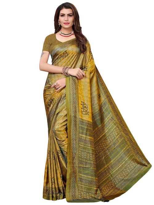 conversational olive printed saree with blouse - 15692624 - Very Small Image - 1