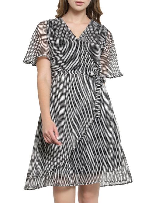tie up detail surplice a-line dress - 15692700 - Very Small Image - 1