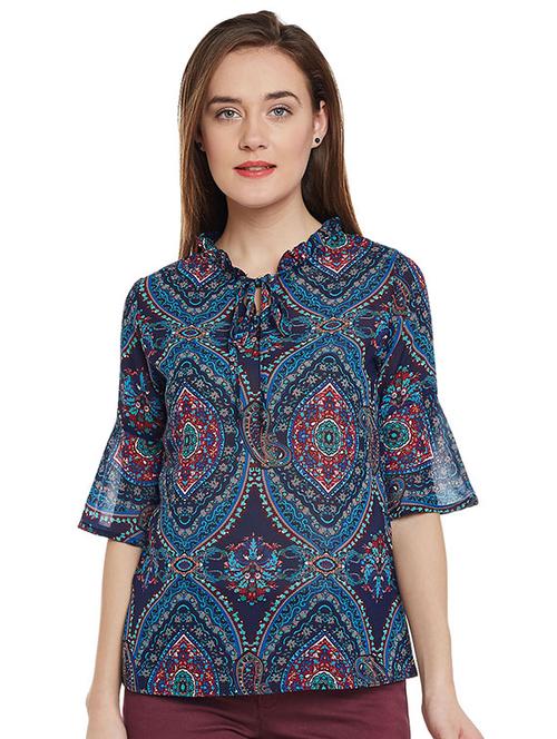 tie up neck bell sleeved top - 15692820 - Very Small Image - 1