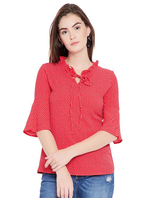 tie up neck star print top - 15692826 - Very Small Image - 1