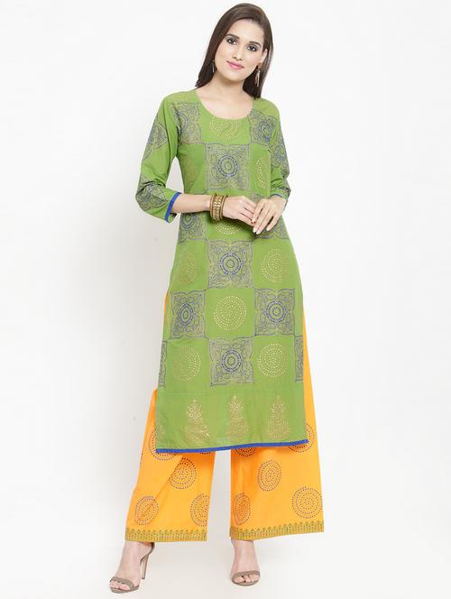 foil printed kurta with palazzo set - 15693631 - Very Small Image - 1