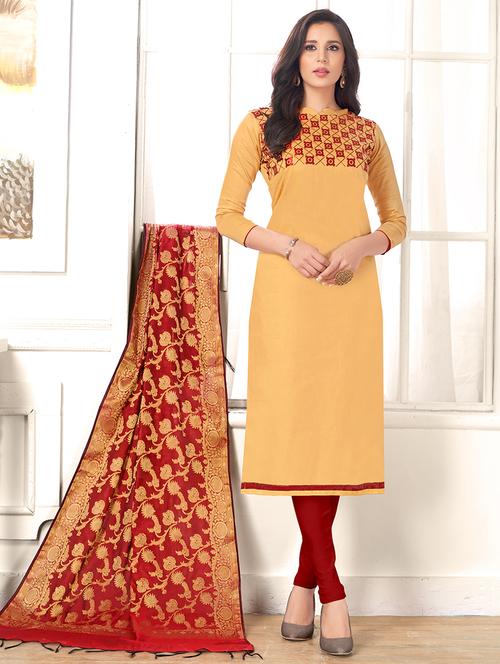 embroidered unstitched churidaar suit - 15694341 - Very Small Image - 1